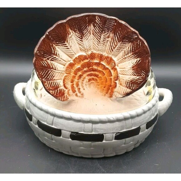 Morikin Japan Thanksgiving Turkey Covered Dish c. 1940's Fall Autumn - Picture 3 of 10